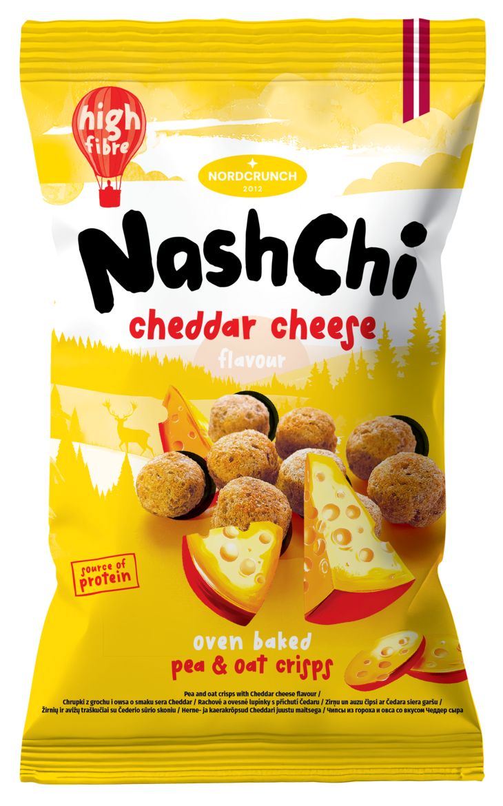 NashChi zirņu un auzu čipsi ar Čedara siera garšu